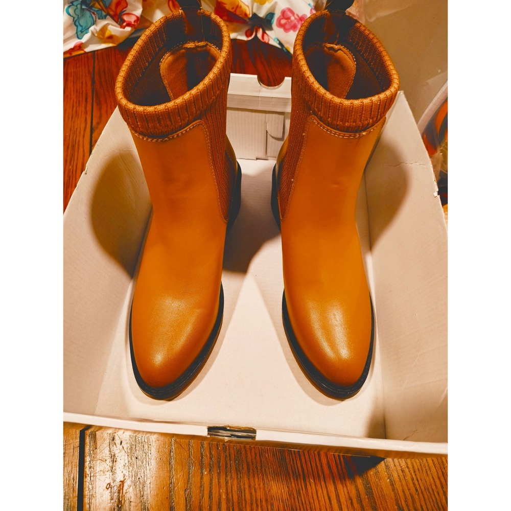 Kohl's Iedda Cognac Ankle Booties Womens 8M Round Toe Pull On Memory Foam